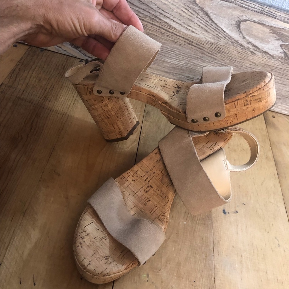 Women’s Jessica Simpson Platform Heel Sandals Leather Upper Open Toe SZ 10 Cork